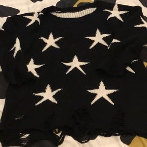 Star distressed sweater